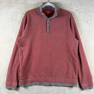 Banana Republic Mens Red Heathered Ribbed 1/4 Zip Pullover Sweatshirt Size L